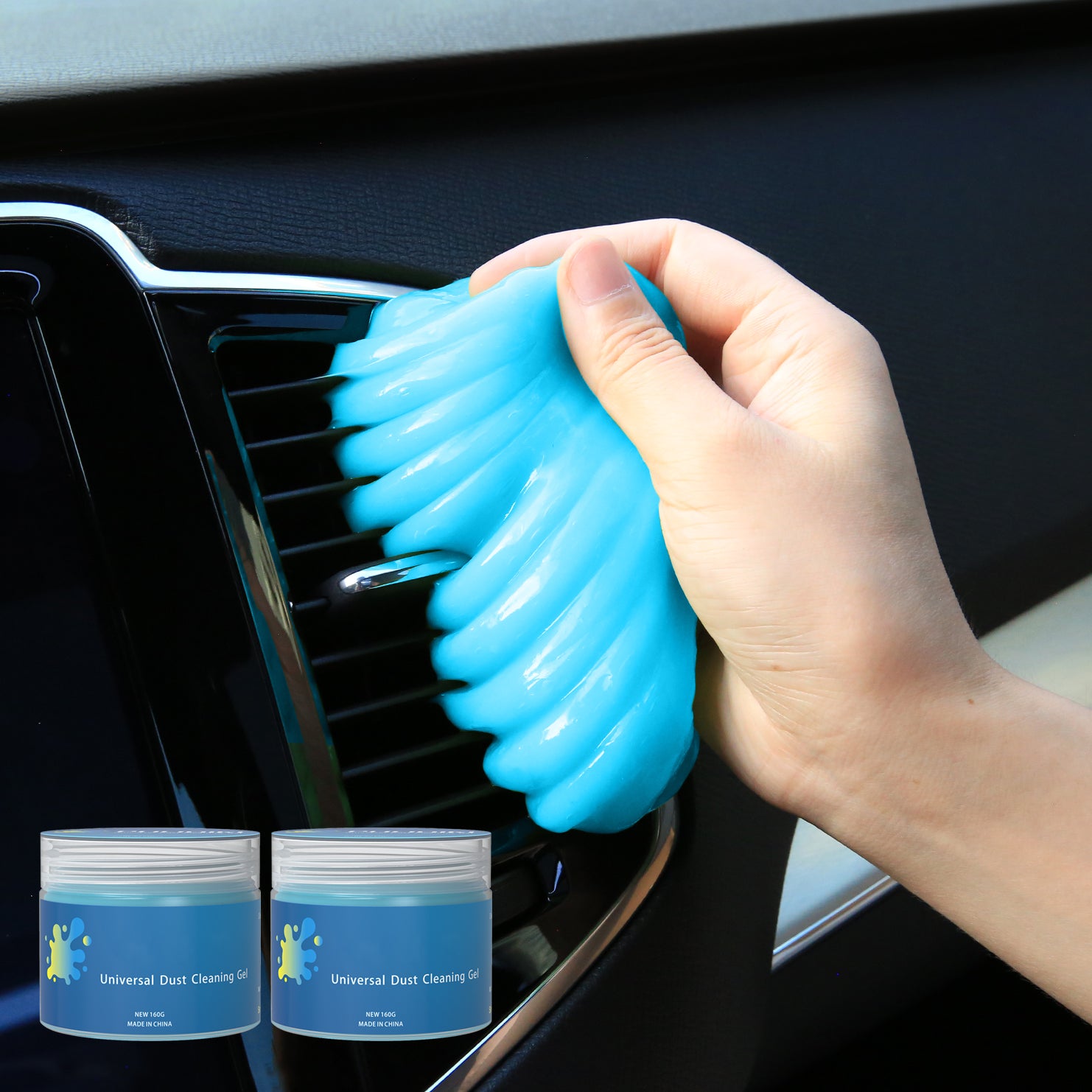 TeSabMi Car Cleaning Gel, Reusable Cleaning Putty for Car Interior Detailing, Air Vents, Dashboard, Cup Holder and Console Gaps Blue