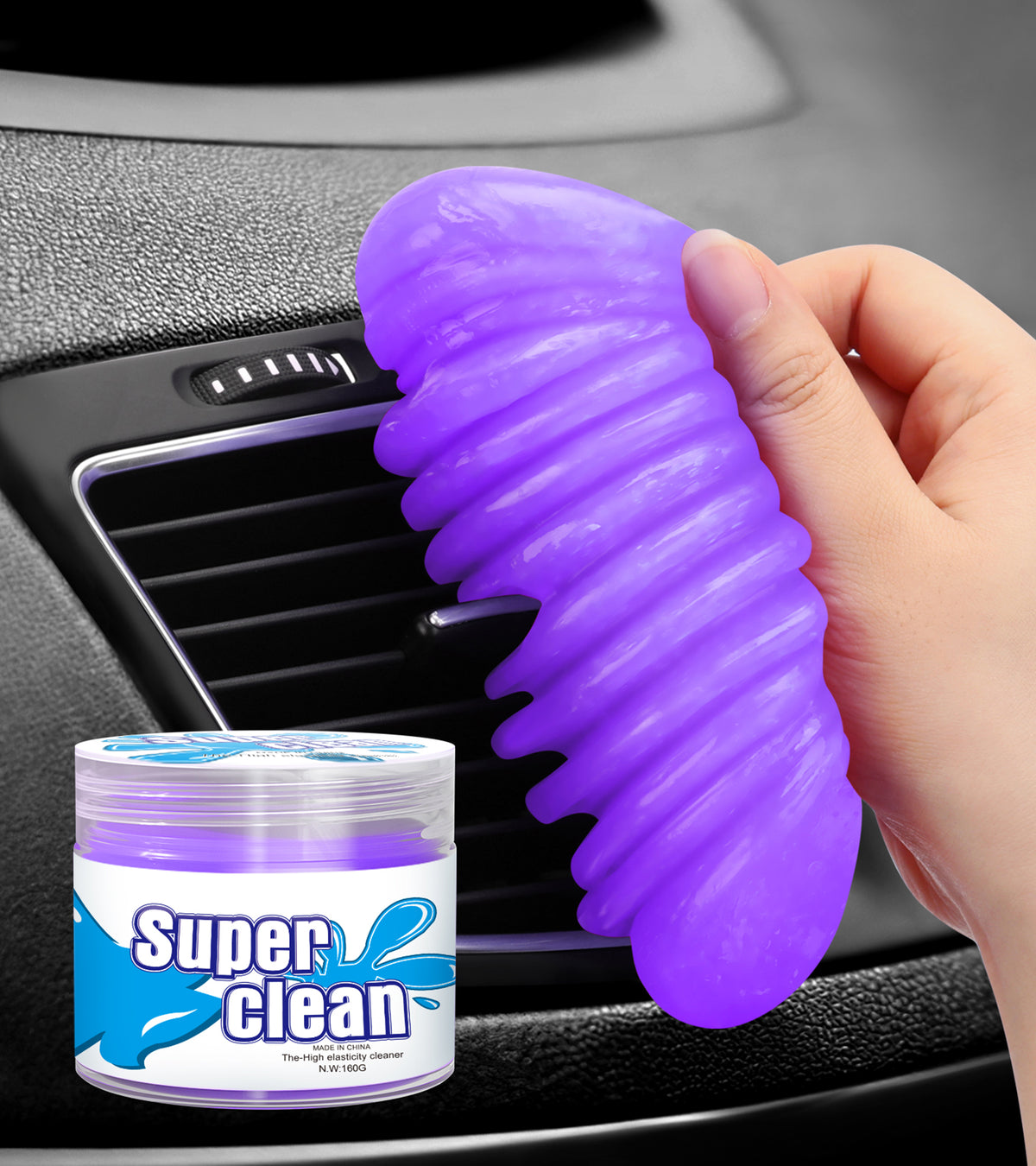 TeSabMi Car Cleaning Gel, Reusable Cleaning Putty for Car Interior Detailing, Air Vents, Dashboard, Cup Holder and Console Gaps