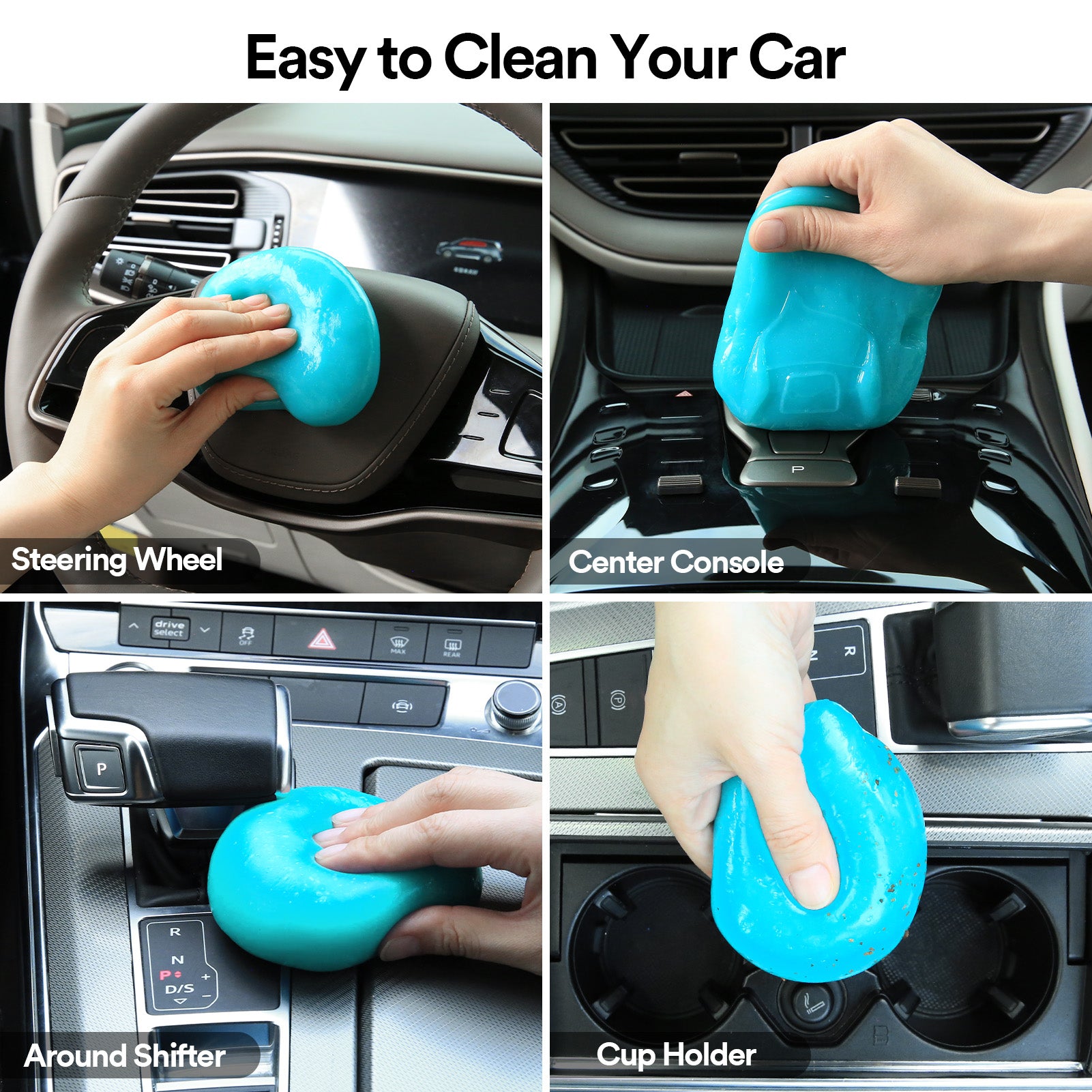 TeSabMi Car Cleaning Gel, Reusable Cleaning Putty for Car Interior Detailing, Air Vents, Dashboard, Cup Holder and Console Gaps Blue