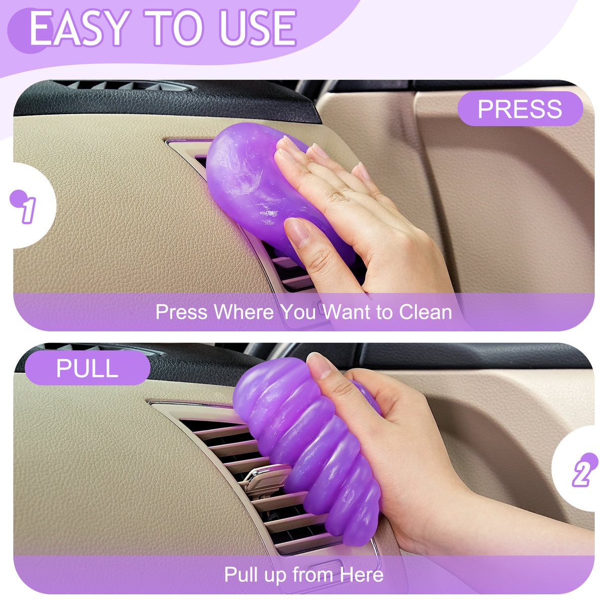 TeSabMi Car Cleaning Gel, Reusable Cleaning Putty for Car Interior Detailing, Air Vents, Dashboard, Cup Holder and Console Gaps