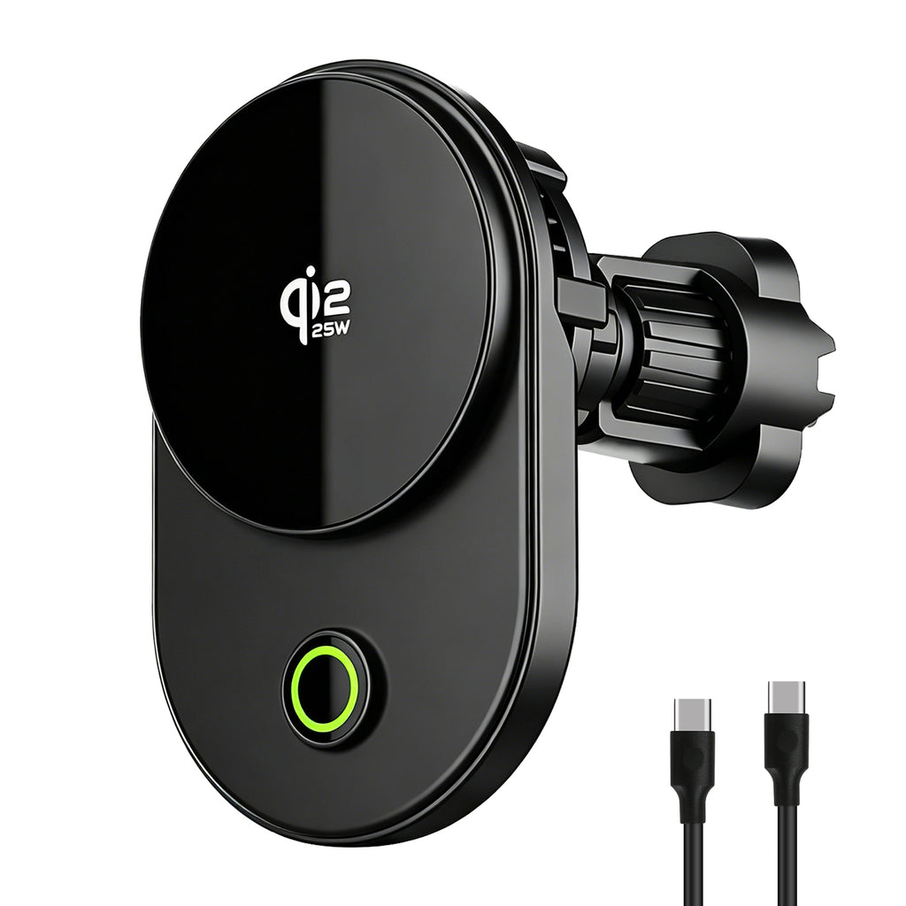 TeSabMi 25W Fast Charging Magnetic Wireless Car Charger Mount with Active Cooling, Air Vent Phone Holder for iPhone 12 to 17 Series
