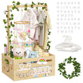 TeSabMi Baby Shower Gift Basket, Large Personalized Wooden Crate with Letters and Clothes Hangers for Newborn Nursery Room