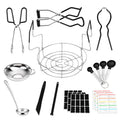TeSabMi Canning Supplies Starter Kit, 11-Piece Water Bath Canning Tools Set with Rack, Jar Lifter, Funnel, Magnetic Lid Lifter, Black