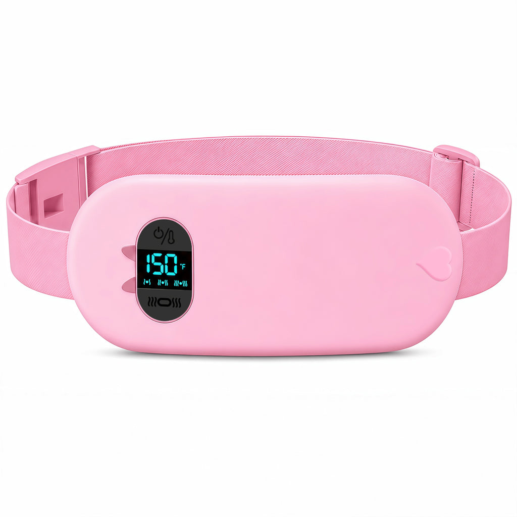 TeSabMi Cordless Heating Pad for Period Cramps, Portable Menstrual Heating Belt with 6 Heat Levels, 6 Vibration Modes, Gift for Women Her Pink