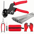 TeSabMi 155-Piece Cable Tie Gun Kit with Release Tool and 150 Metal Zip Ties Made of 304 Stainless Steel in 3 Sizes for Fencing and Exhaust Wrap