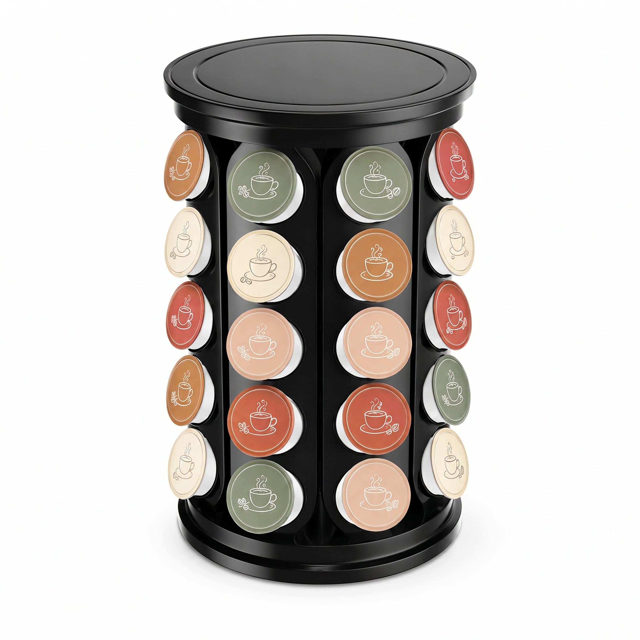 TeSabMi K Cup Holder, 40-Pod Coffee Pod Carousel Organizer, 360 Degree Rotating Countertop Stand, Black