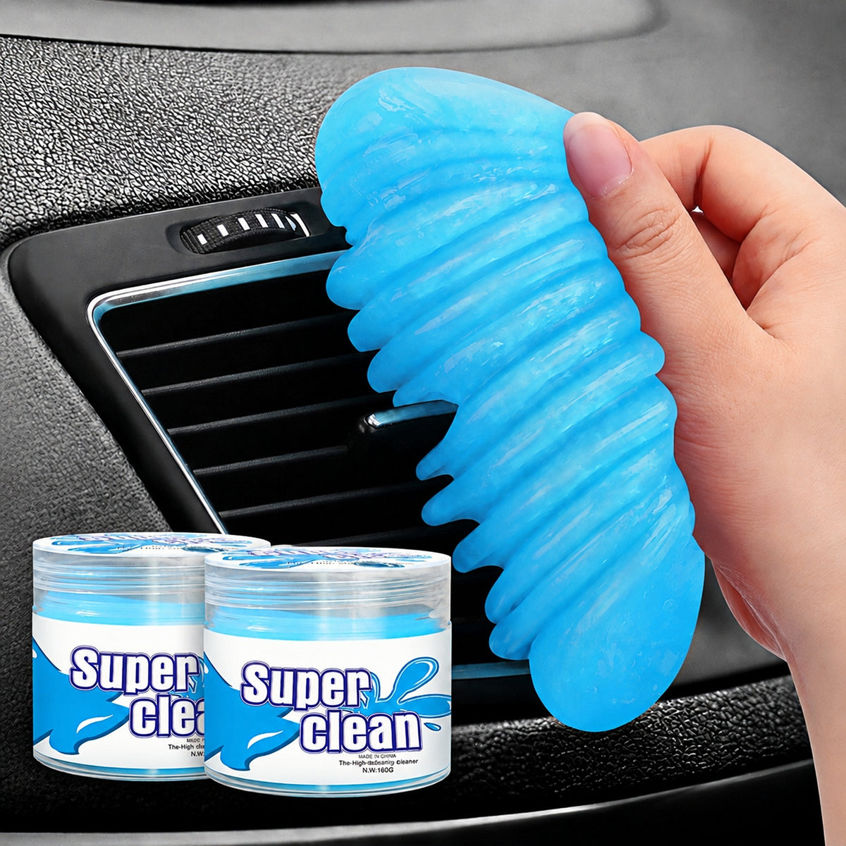 TeSabMi Car Cleaning Gel, Reusable Cleaning Putty for Car Interior Detailing, Air Vents, Dashboard, Cup Holder and Console Gaps Blue