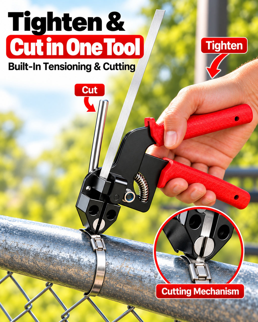 TeSabMi 155-Piece Cable Tie Gun Kit with Release Tool and 150 Metal Zip Ties Made of 304 Stainless Steel in 3 Sizes for Fencing and Exhaust Wrap
