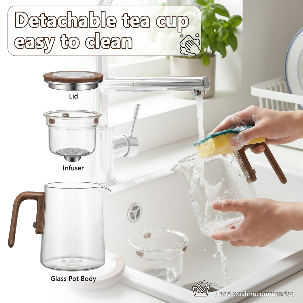 TeSabMi Enchanti Tea Pot, 800ML Witchcraft Magic Glass Teapot with Infuser Strainer & Lid, Magnetic Water Separation Maker for Loose Leaf Gift for Tea Lovers