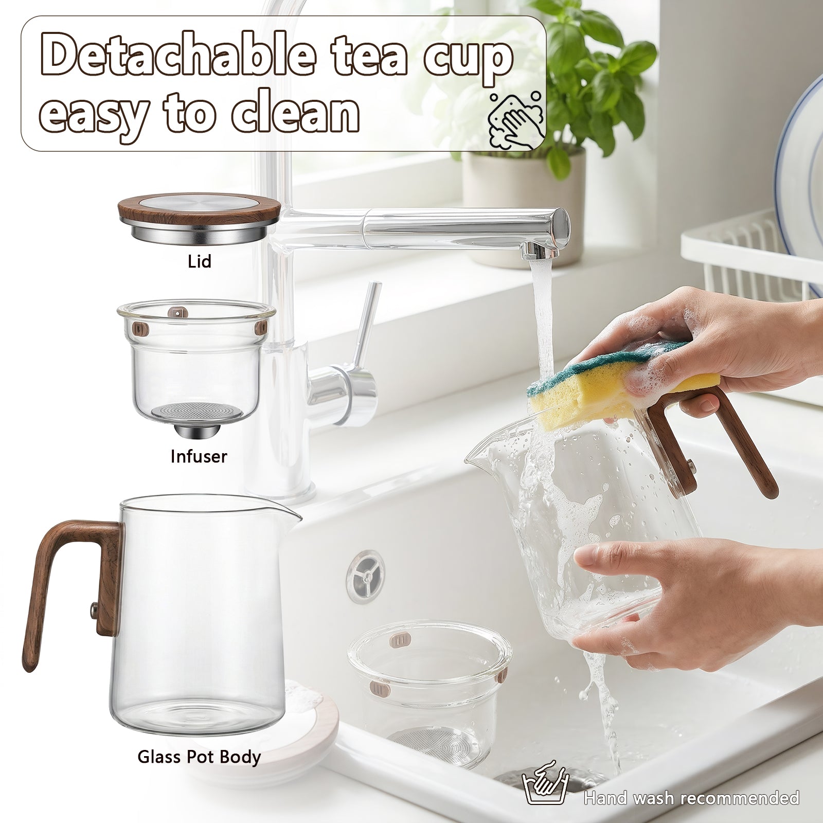TeSabMi Enchanti Tea Pot, 800ML Witchcraft Magic Glass Teapot with Infuser Strainer & Lid, Magnetic Water Separation Maker for Loose Leaf Gift for Tea Lovers