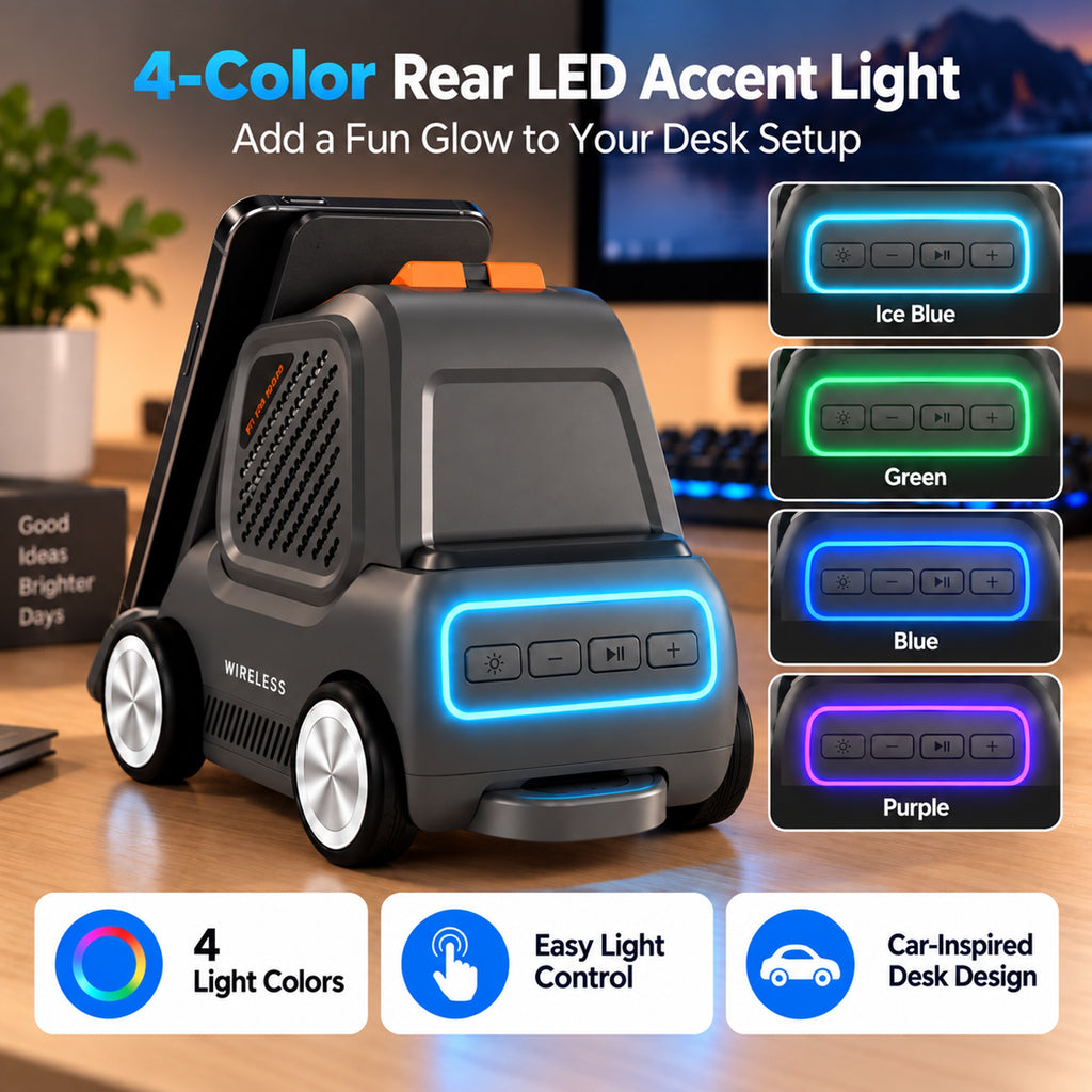 TeSabMi 5-in-1 Wireless Charging Station with Bluetooth Speaker, Up to 15W Dual-Coil Charger, Compatible with iPhone, Apple Watch & AirPods