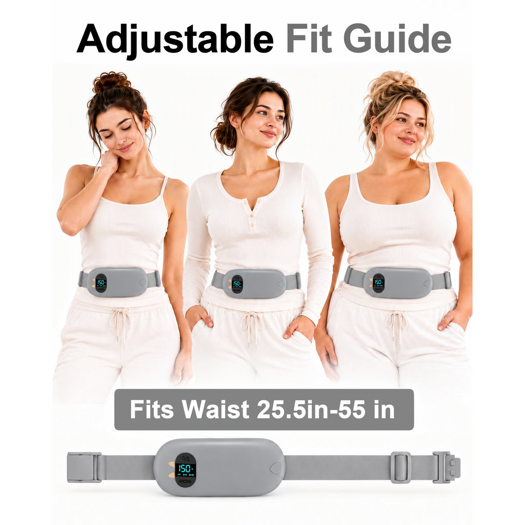 TeSabMi Cordless Heating Pad for Period Cramps, Portable Menstrual Heating Belt with 6 Heat Levels, 6 Vibration Modes, Gift for Women