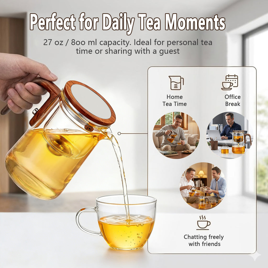 TeSabMi Enchanti Tea Pot, 800ML Witchcraft Magic Glass Teapot with Infuser Strainer & Lid, Magnetic Water Separation Maker for Loose Leaf Gift for Tea Lovers