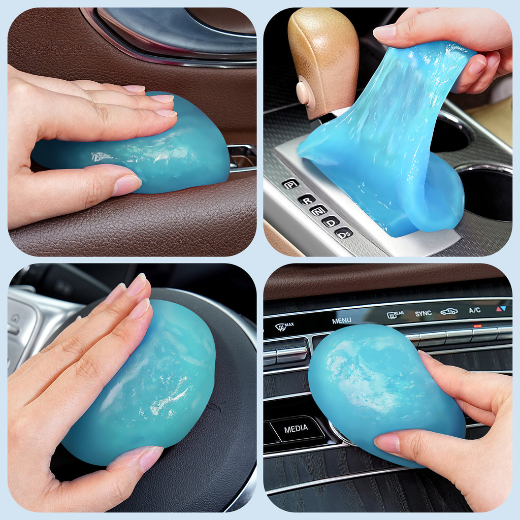 TeSabMi Car Cleaning Gel, Reusable Cleaning Putty for Car Interior Detailing, Air Vents, Dashboard, Cup Holder and Console Gaps Blue