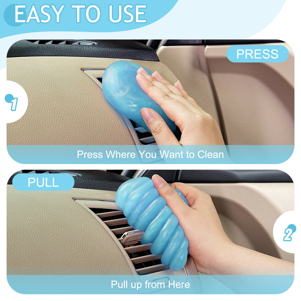 TeSabMi Car Cleaning Gel, Reusable Cleaning Putty for Car Interior Detailing, Air Vents, Dashboard, Cup Holder and Console Gaps Blue