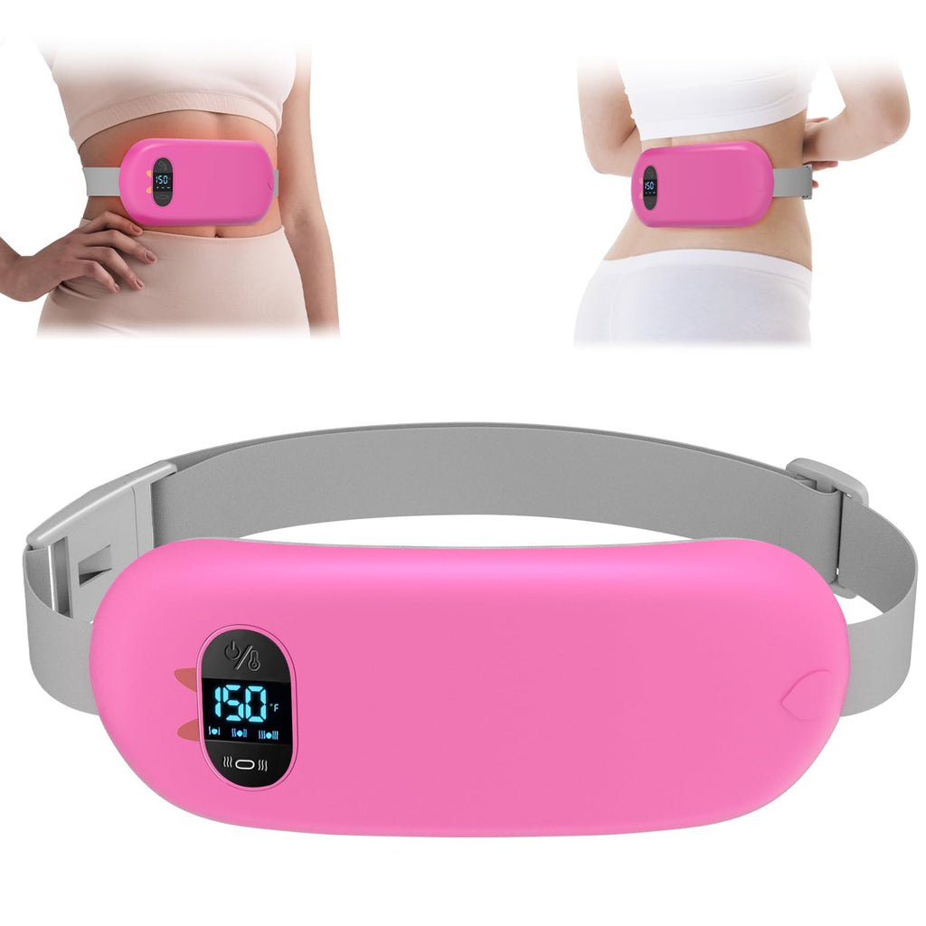 TeSabMi Cordless Heating Pad for Period Cramps, Portable Menstrual Heating Belt with 6 Heat Levels, 6 Vibration Modes, Gift for Women Her