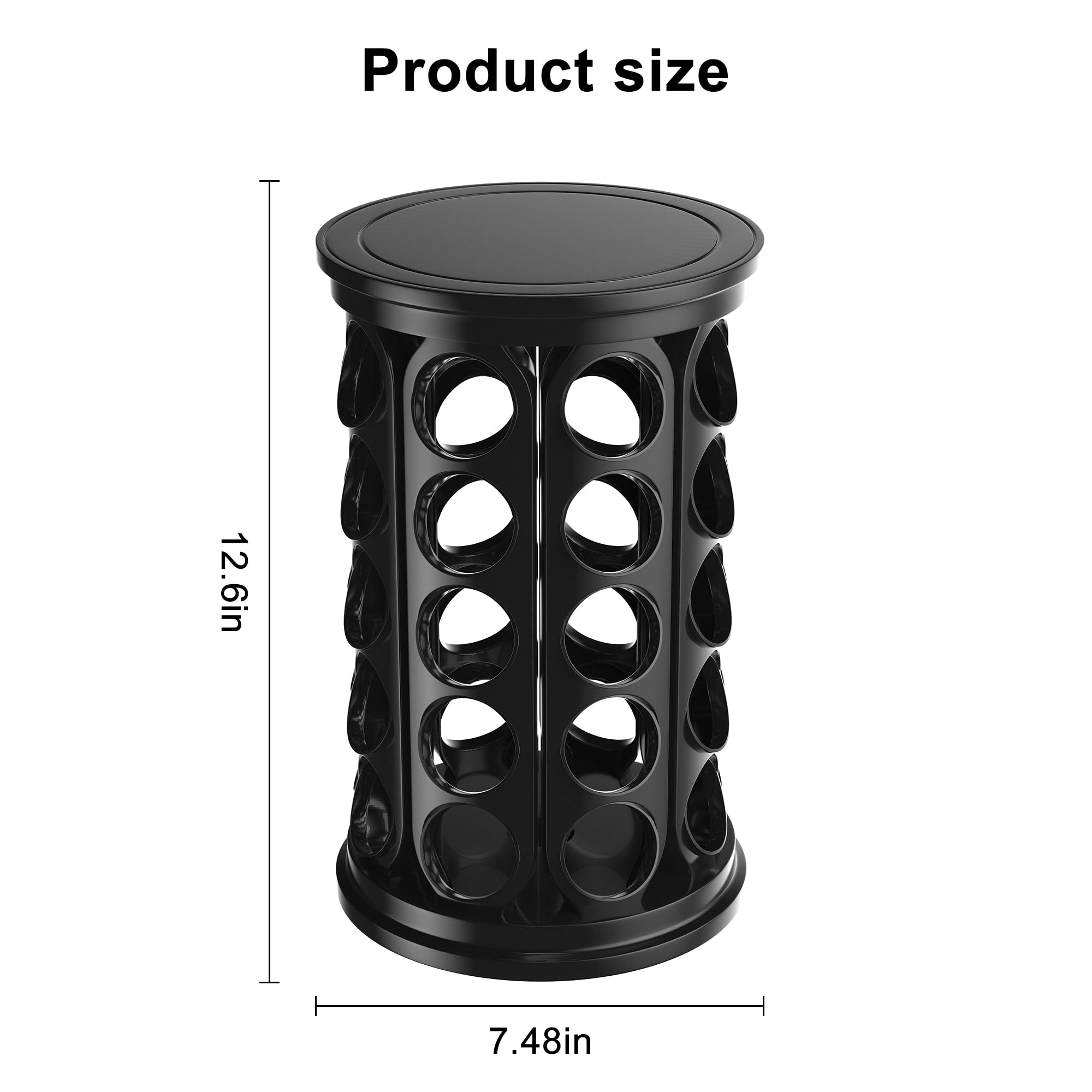 TeSabMi K-Cup Pod Carousel Holder, 40-Count Rotating Coffee Pod Organizer, Black Countertop Storage Stand